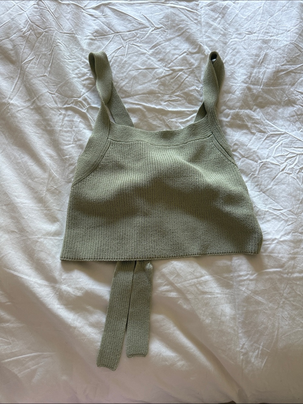 Wilfred Knit Olive Cropped Tank Top with Tie-Back - Women